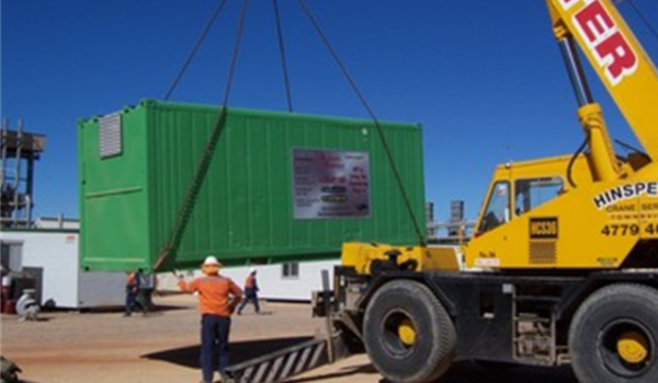 BLJ In-situ Solutions equipment container craned onto a work site